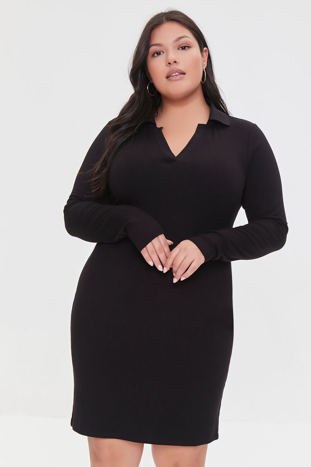 BLACK Plus Size Bodycon Mini Dress, image 1