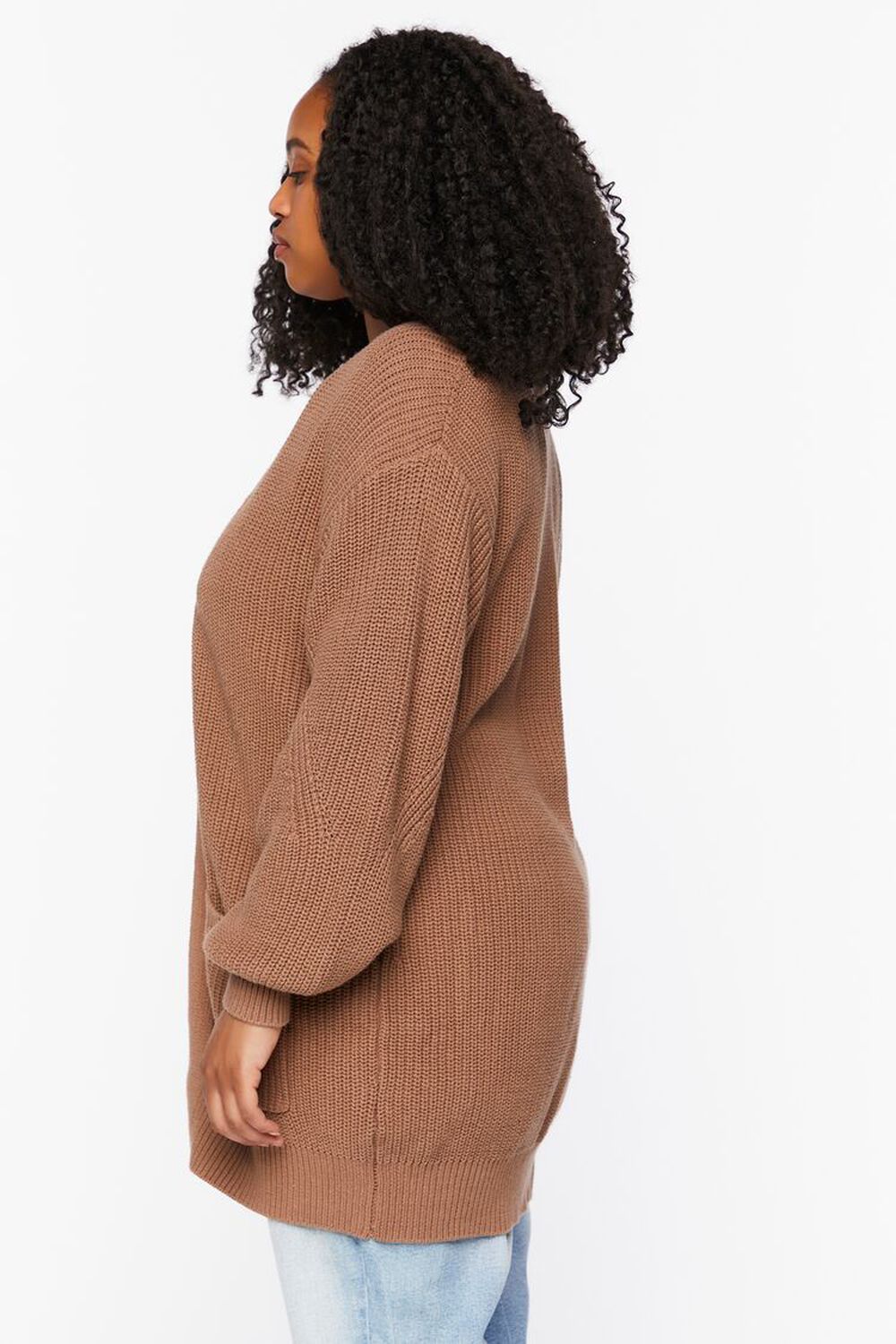 TAUPE Plus Size Open-Front Cardigan Sweater, image 2