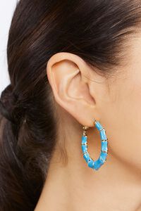 BLUE/GOLD Bamboo Hoop Earrings, image 1