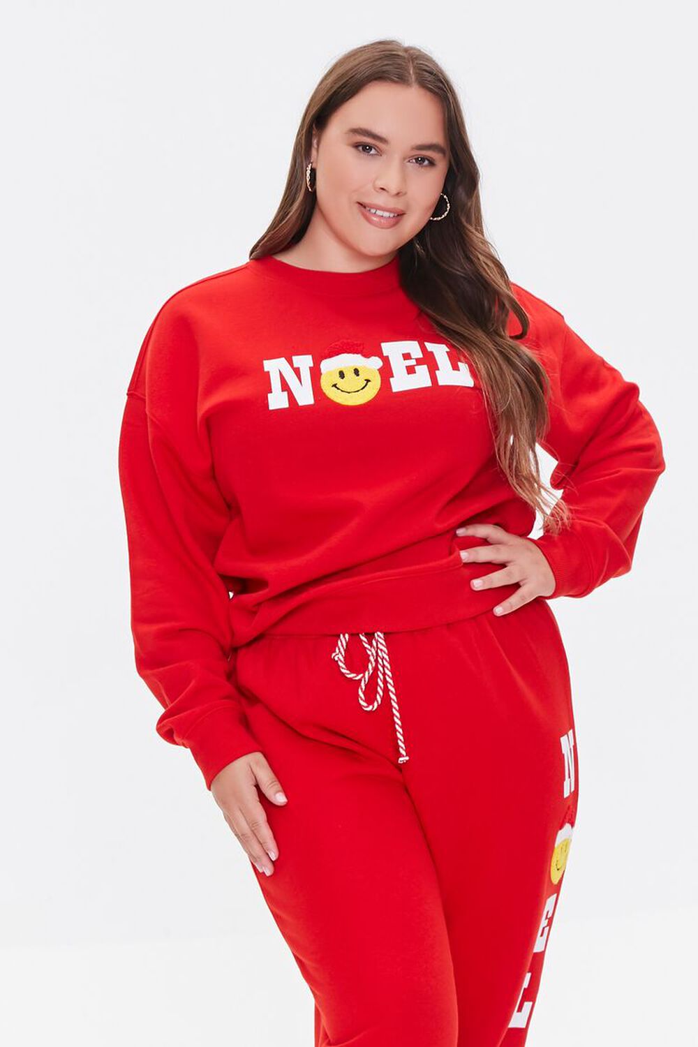 RED/MULTI Plus Size Fleece Noel Pullover, image 1