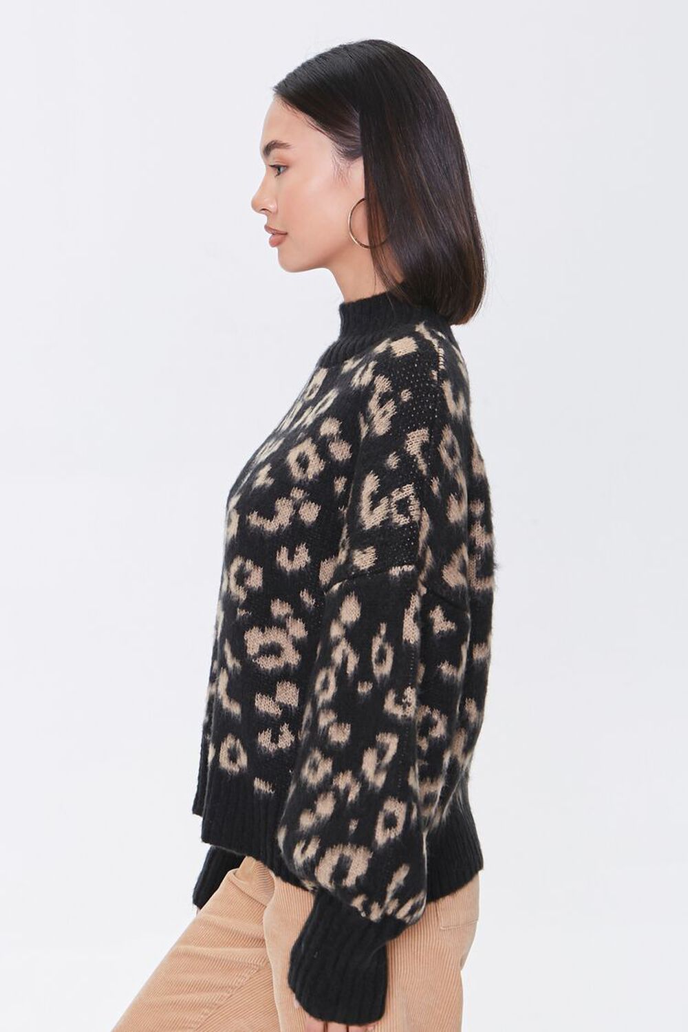 BLACK/BLUE Fuzzy Leopard Print Sweater, image 2