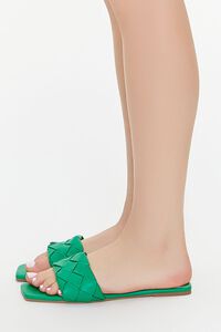 GREEN Crosshatch Faux Leather Sandals, image 2
