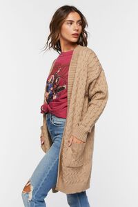 KHAKI Open-Front Cable Knit Cardigan Sweater, image 2
