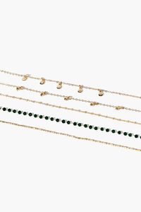 GREEN/GOLD Beaded Charm Bracelet Set, image 1