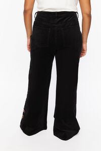 BLACK/MULTI Plus Size Floral Embroidered Flare Pants, image 4