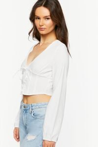 WHITE Lace-Up Seamed Crop Top, image 3