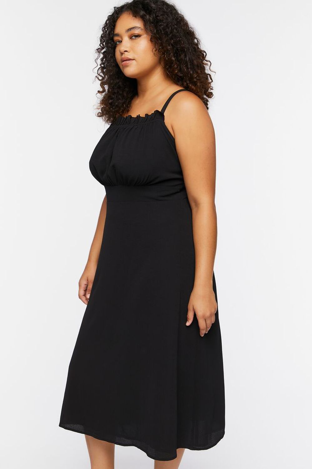 BLACK Plus Size Lace-Back Cami Midi Dress, image 2