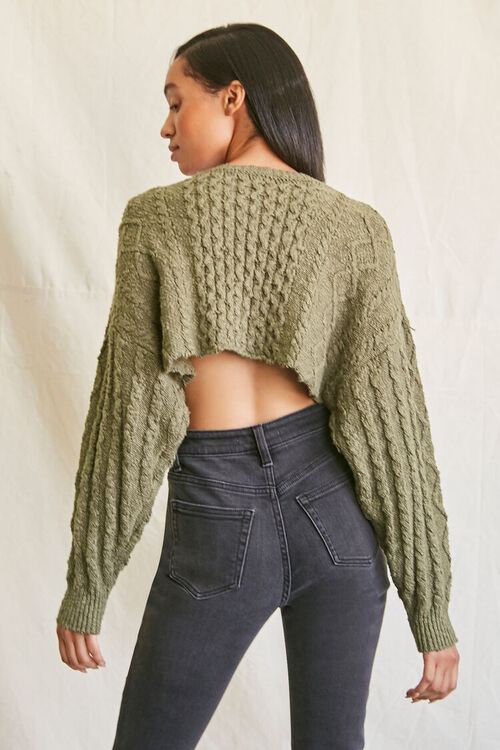 OLIVE Cropped Cable Knit Sweater, image 3
