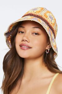 ORANGE/MULTI Premium Natural Straw Bucket Hat, image 2