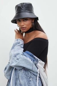 Faux Leather Bucket Hat, image 1