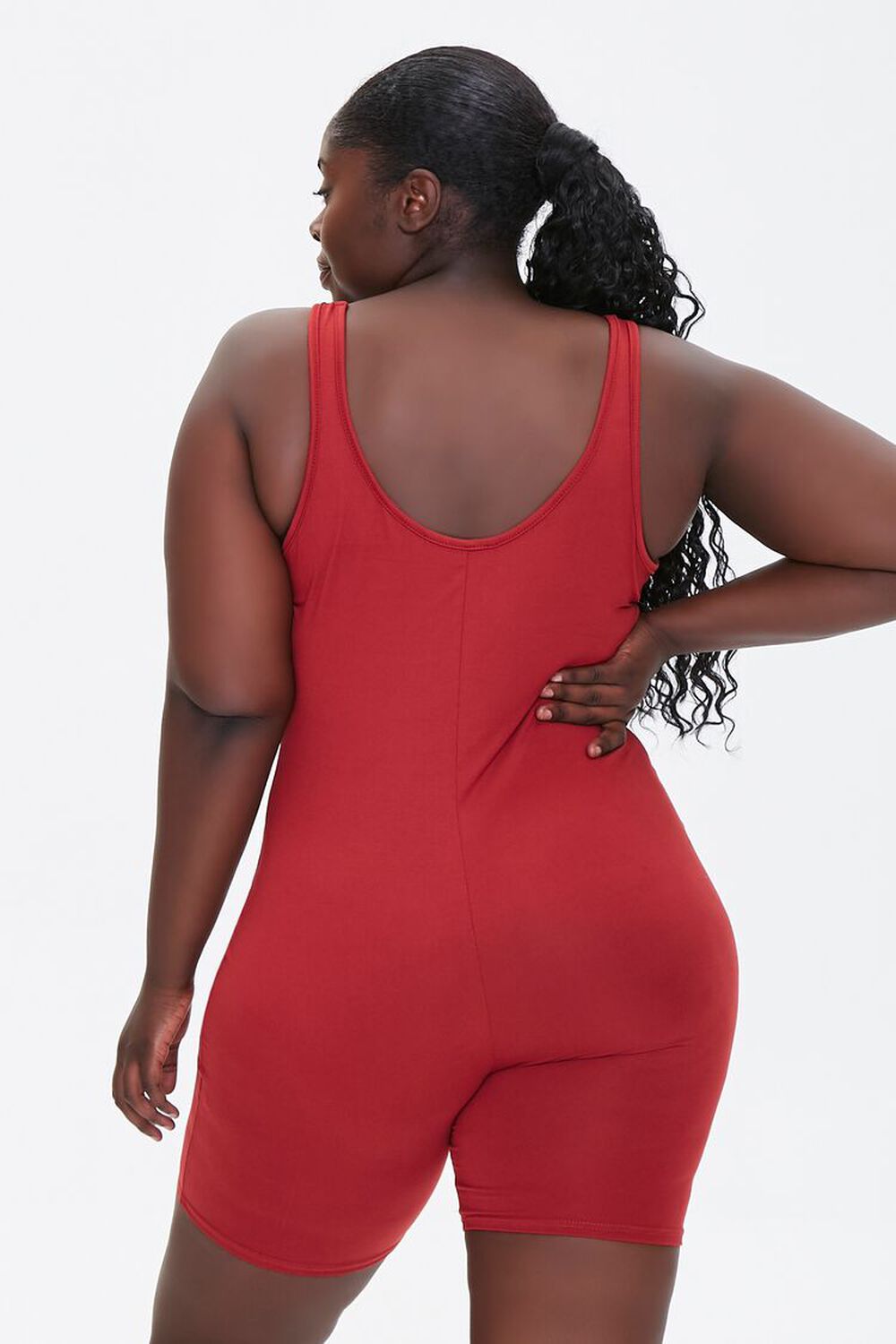RUST Plus Size Fitted Tank Romper, image 3
