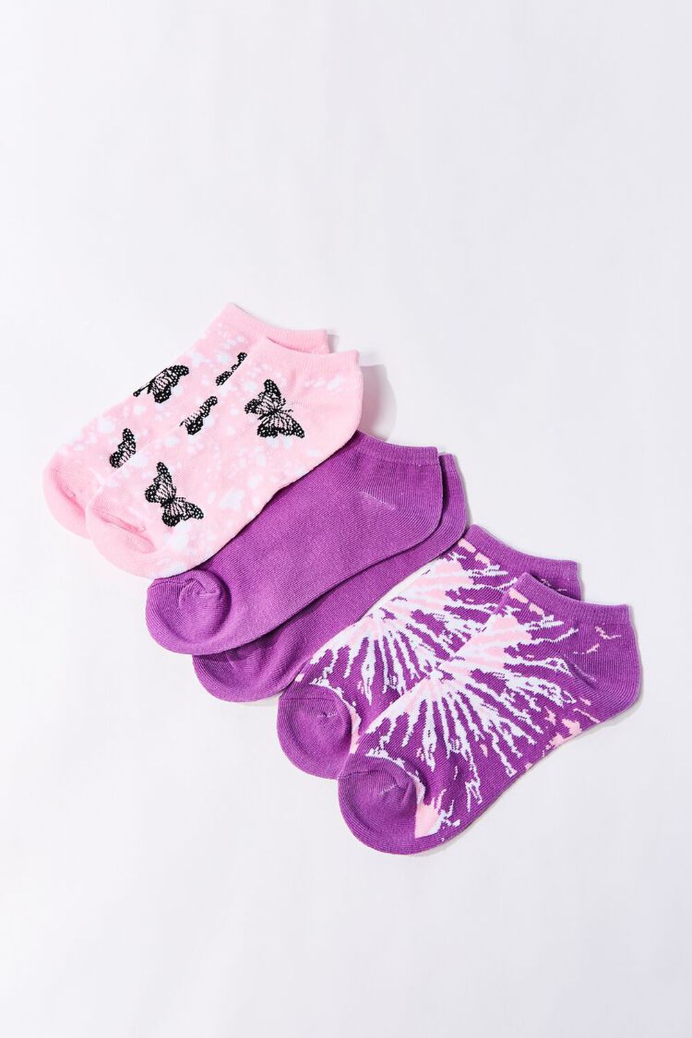 PINK/MULTI Butterfly Ankle Socks - 3 Pack, image 2