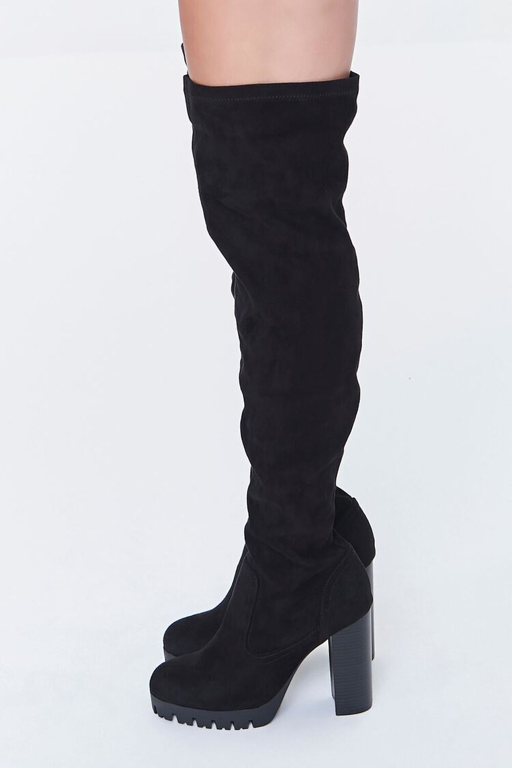 BLACK Faux Suede Over-the-Knee Boots, image 2