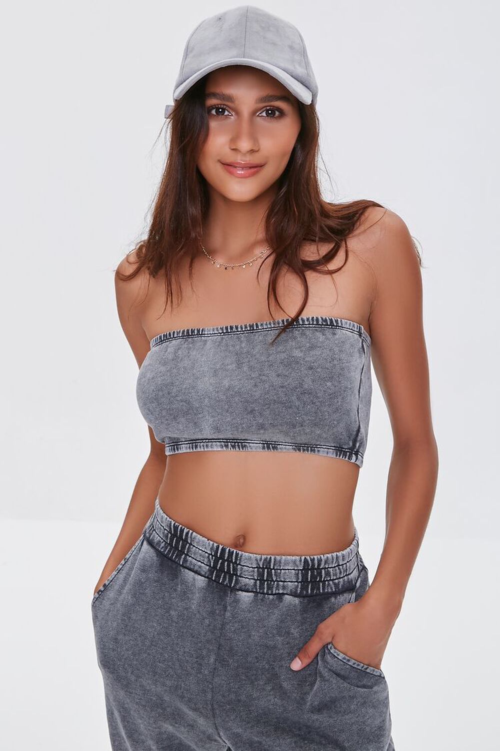 CHARCOAL Oil Wash Cropped Tube Top, image 2