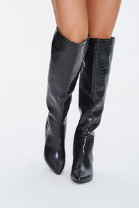 Faux Croc Leather Knee-High Boots, image 4