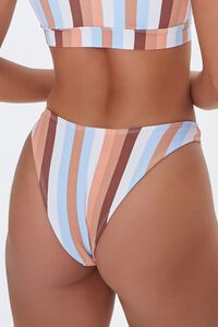 BLUE/RUST Striped High-Leg Bikini Bottoms, image 4