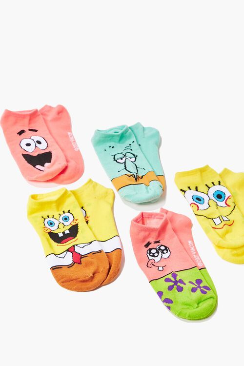 YELLOW/MULTI SpongeBob SquarePants Ankle Sock Set - 5 pack, image 2