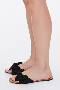 BLACK Faux Suede Bow Sandals, image 2