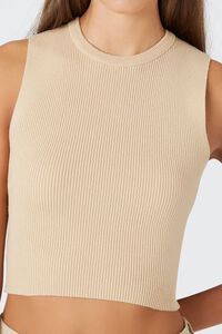 WARM SAND Sweater-Knit Cropped Tank Top, image 5