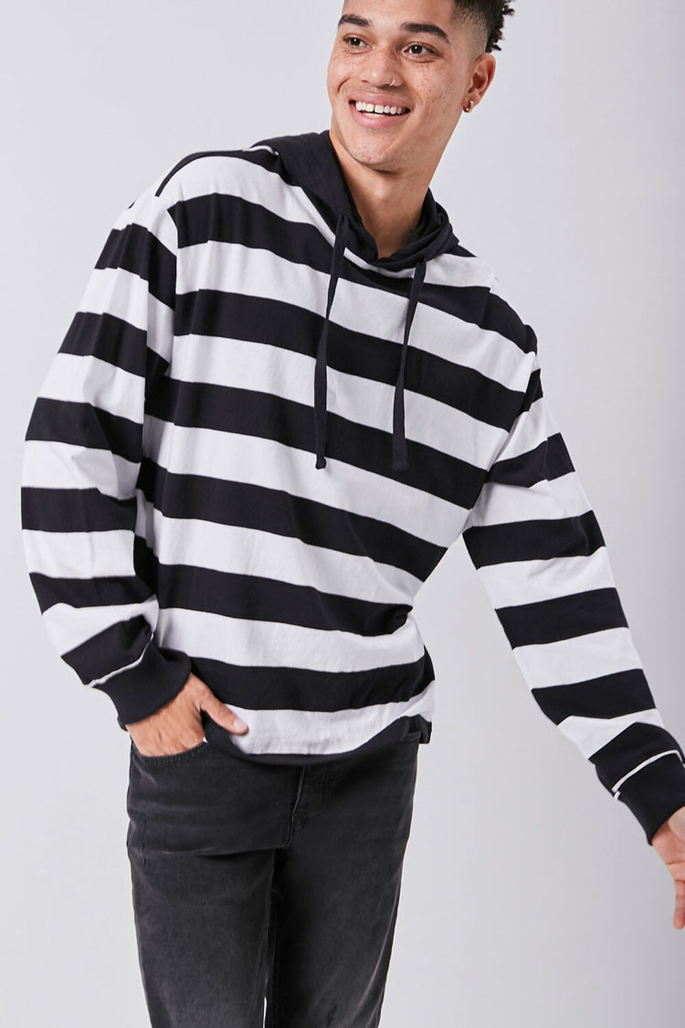 Bold Striped Hooded Pullover, image 1