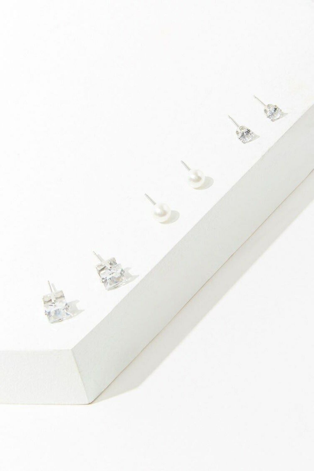 SILVER/CLEAR CZ Stone Stud Earring Set, image 1