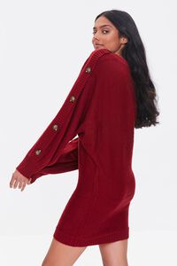 BURGUNDY Button-Trim Sweater Dress, image 2