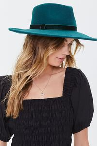 EMERALD/EMERALD Velvet-Trim Wide-Brim Hat, image 2