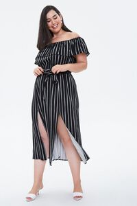 Plus Size Pinstriped M-Slit Dress, image 1