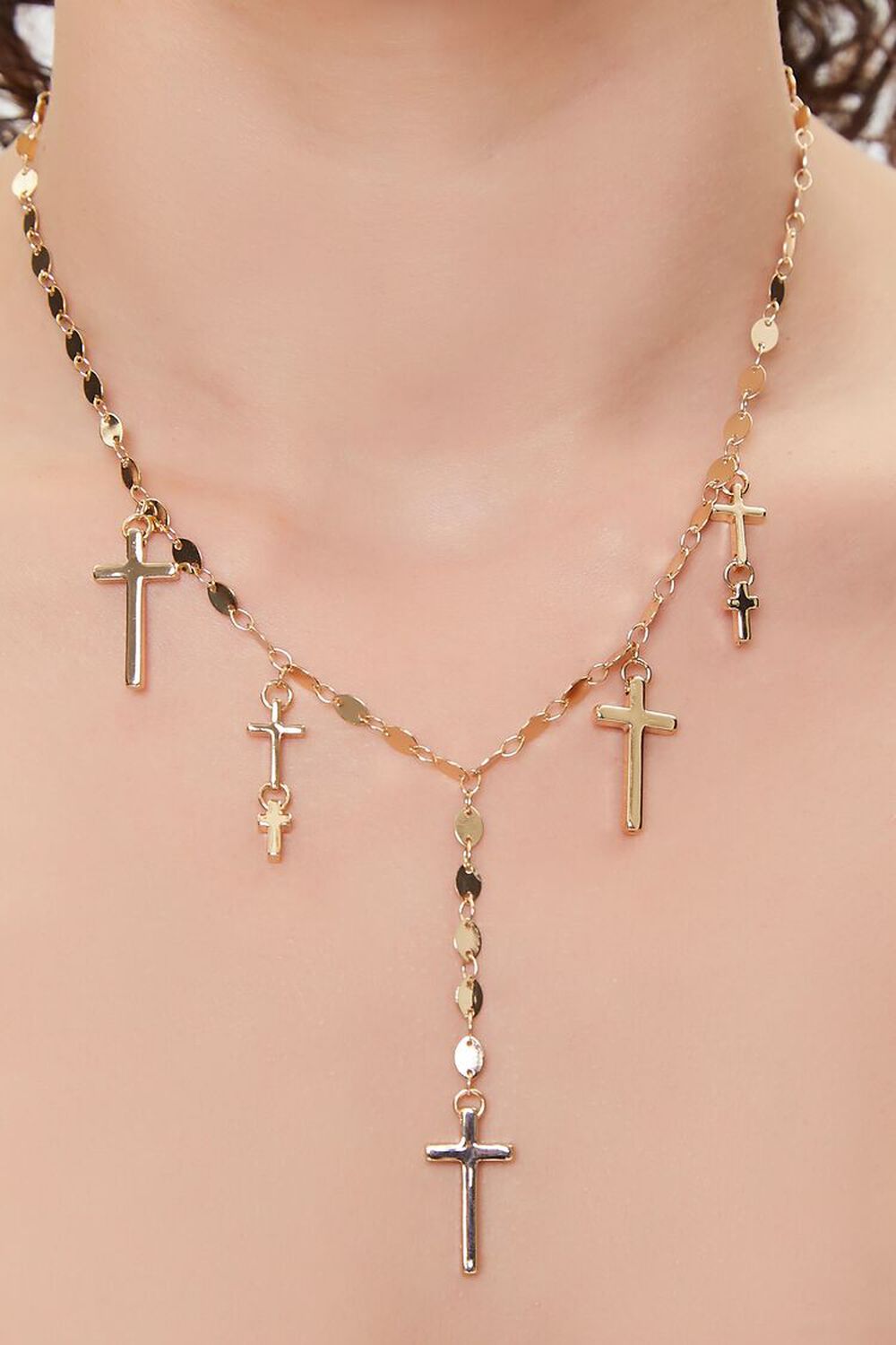 GOLD Cross Pendant Y-Chain Necklace, image 1