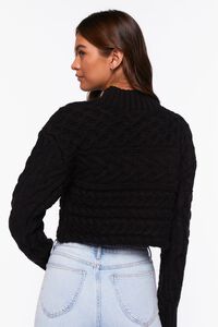 BLACK Cable Knit Mock Neck Sweater, image 3