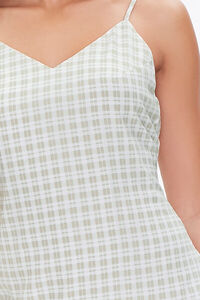OLIVE/WHITE Plaid Mini Cami Dress, image 5