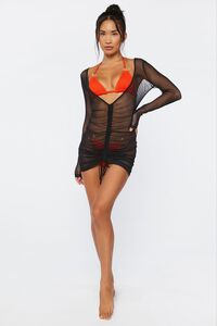 BLACK Sheer Mesh Swim Cover-Up Dress, image 4