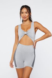 HEATHER GREY Active Checkered Seamless Romper, image 1