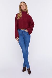 BURGUNDY Turtleneck Dolman-Sleeve Sweater, image 4