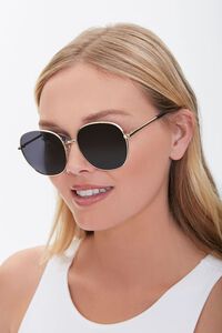 GOLD/BLACK Round Metal Sunglasses, image 1