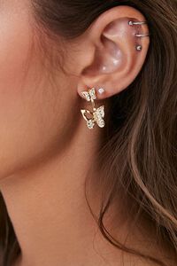 GOLD Butterfly Charm Stud Earrings, image 1