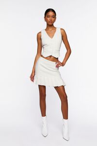 WHITE/WHITE Pleated Tweed Drop-Waist Skirt, image 5