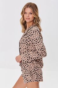 TAN/BLACK Cheetah Print Pajama Shirt & Shorts Set, image 2
