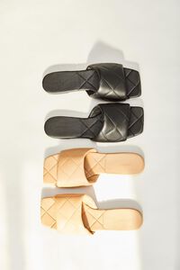 BLACK Faux Leather Crosshatch Sandals, image 1