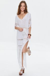 WHITE Crochet Tassel-Trim Midi Dress, image 4