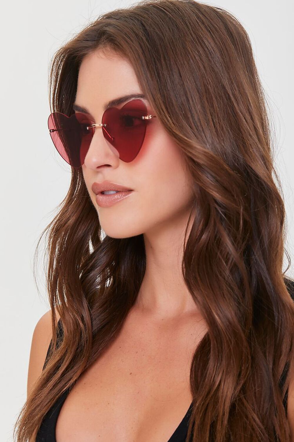 GOLD/PINK Tinted Heart-Shape Sunglasses, image 1