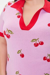 PINK/MULTI Plus Size Cherry Print Sweater Dress, image 5