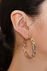 GOLD Figaro Chain Hoop Earrings, image 1