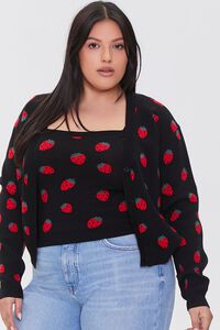 BLACK/MULTI Plus Size Cami & Cardigan Sweater Set, image 5
