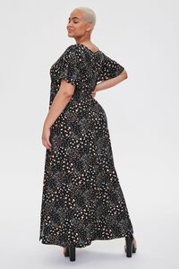BLACK/CREAM Plus Size Floral Print Maxi Dress, image 3