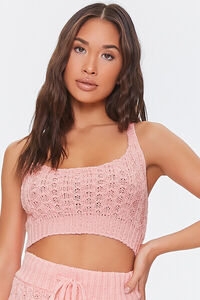 BLUSH Cable Knit Lounge Crop Top, image 1