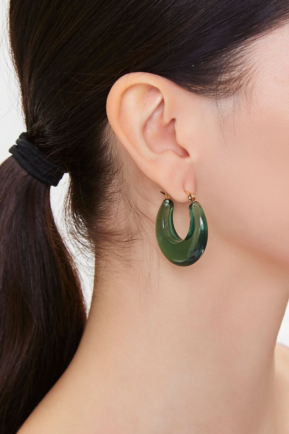 GREEN Acrylic Hoop Earrings, image 1