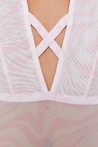LIGHT PINK/WHITE Marble Print Lingerie Bodysuit, image 4