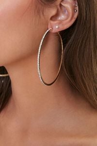 GOLD Oversized Rhinestone Hoop Earrings, image 1