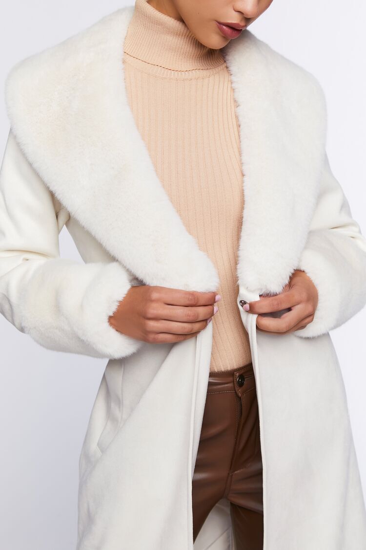WOMEN FASHION Coats Fur Bershka Long coat discount 92% Beige S 